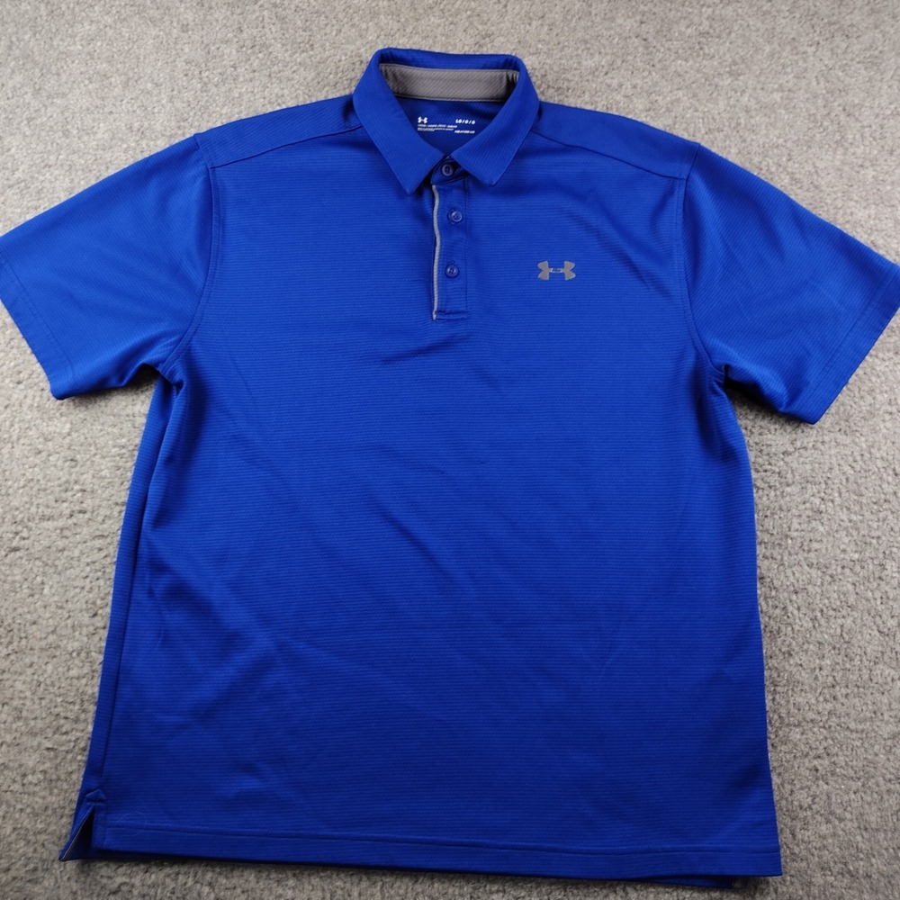 Under Armour HeatGear Golf Polo Shirt Mens Large Royal Blue Loose Fit SS